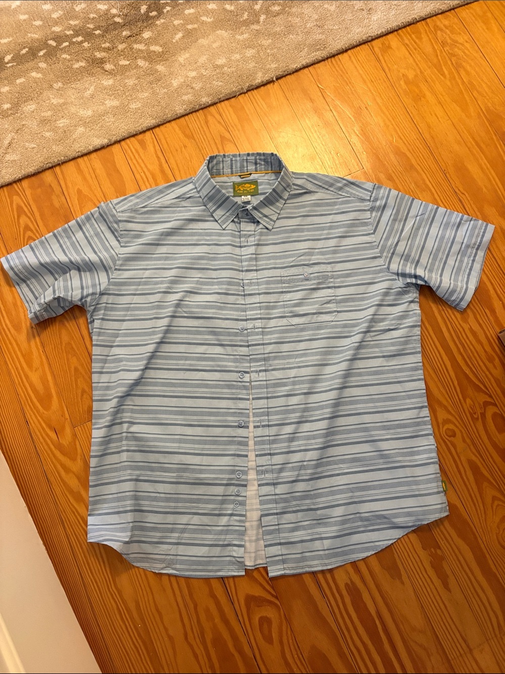 Men's Marsh Wear XXL Light Blue Striped Short-Sleeve Button-Down Shirt